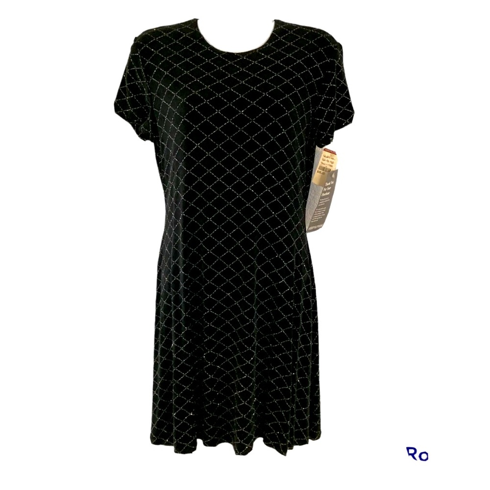 NWT 90s Marian & Maral Women Size M Black Glitter Sparkle Party/Skater New Years